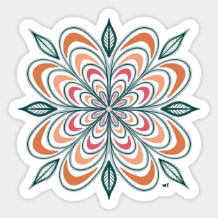 Daisy Flower Retro Mandala - White Background Sticker